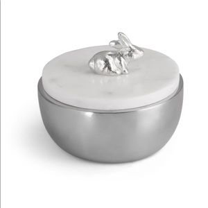 Michael Aram Silver and White Bunny Marble Trinket Box